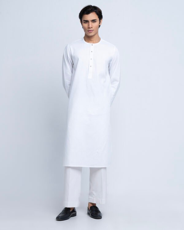 Round Neck Premium White Panjabi - Image 2