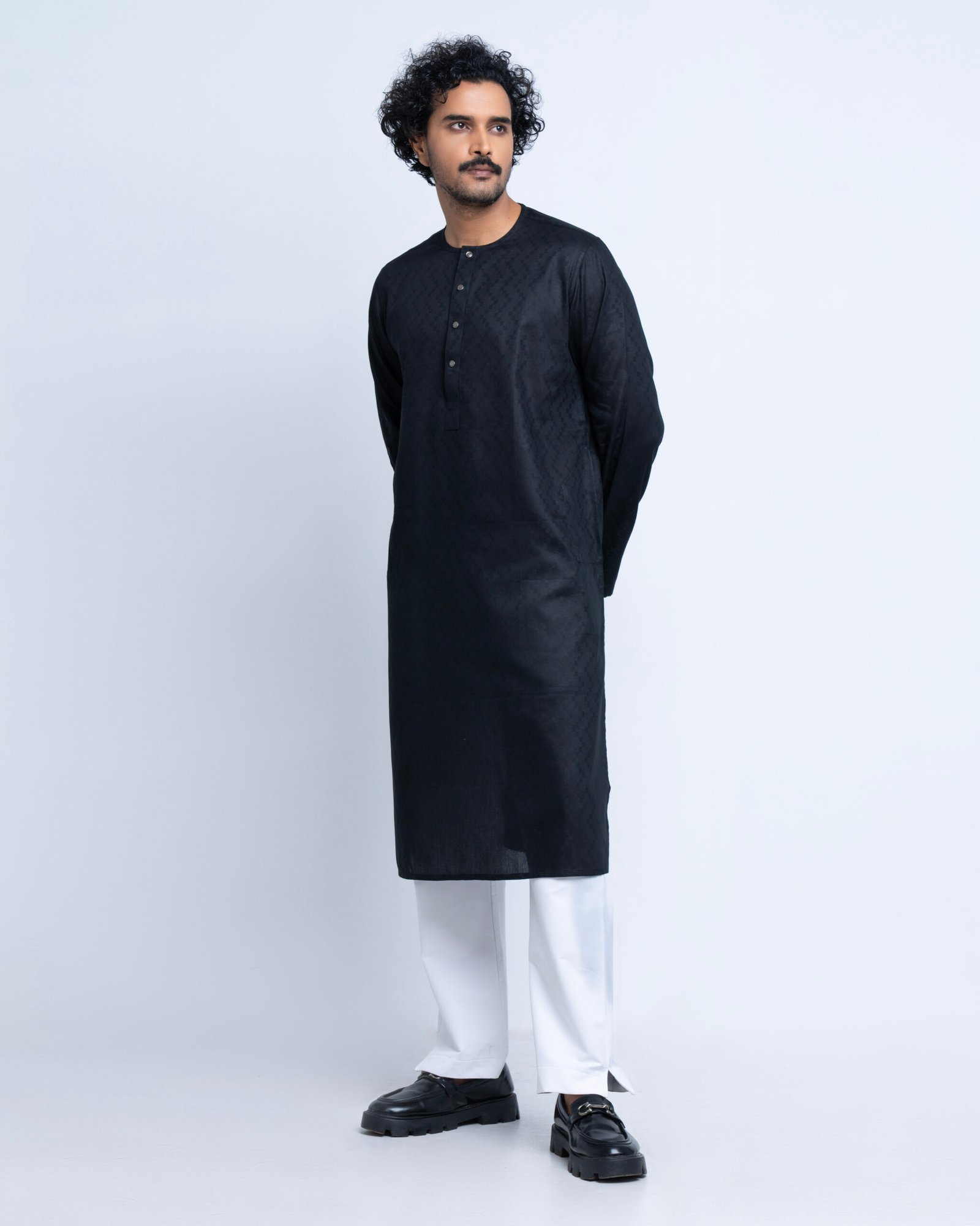 Round Neck Premium Black Panjabi