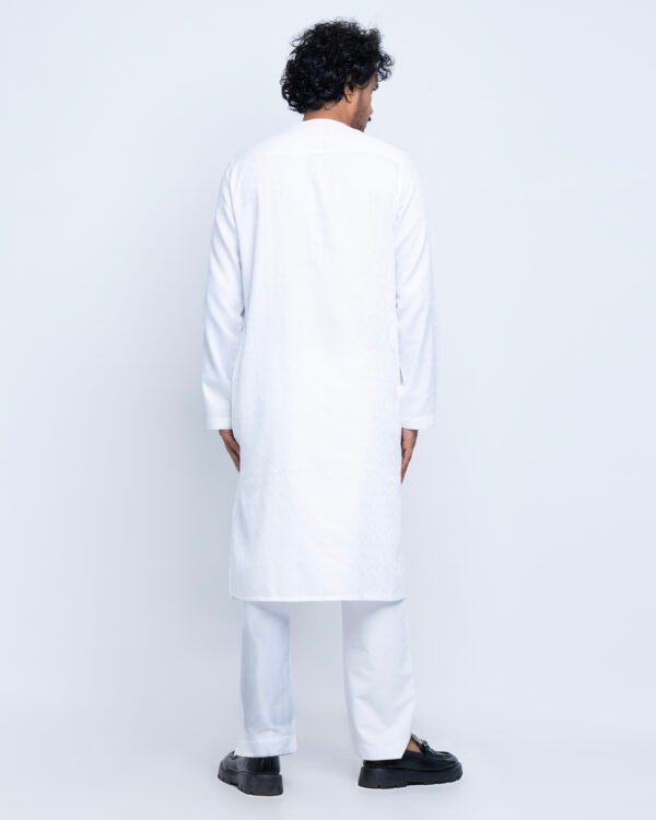 Round Neck Premium White Panjabi - Image 3