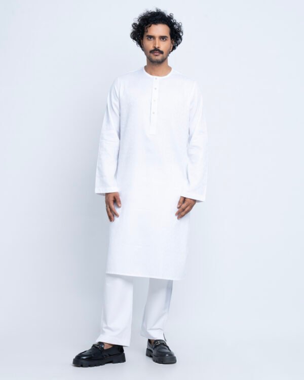 Round Neck Premium White Panjabi