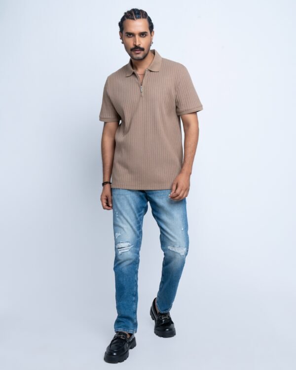 Perry Ellis Men’s Zipper Polo T-Shirt - Image 2