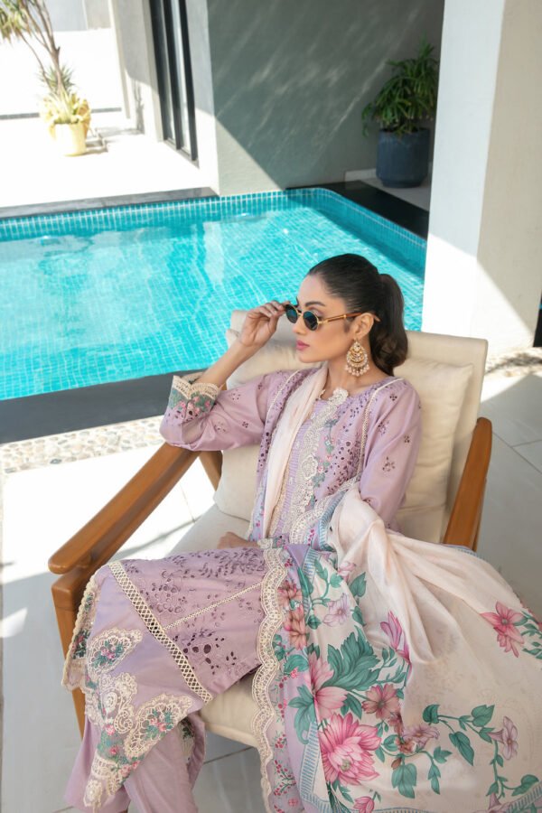 Zevira Semi Stitched Fancy Heavy Embroidered Lawn - Image 4