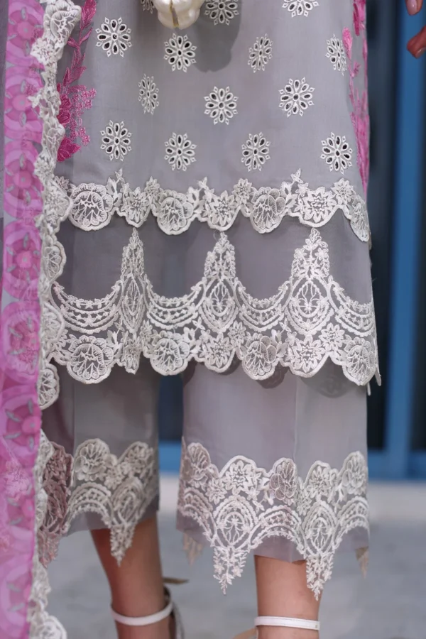 3PC Unstitched Suit Embroidered Lawn Collection Reem By Charizma - Image 4