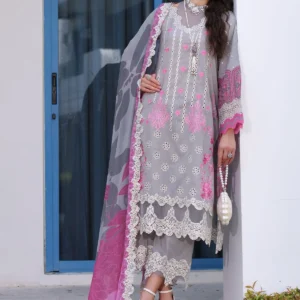 3PC Unstitched Suit Embroidered Lawn Collection Reem By Charizma