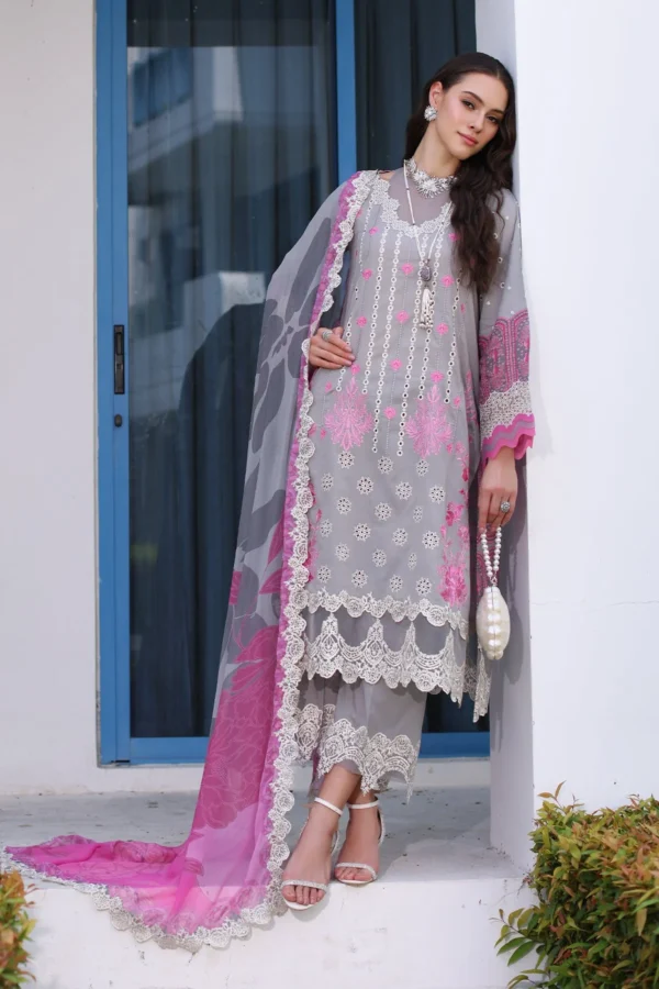 3PC Unstitched Suit Embroidered Lawn Collection Reem By Charizma