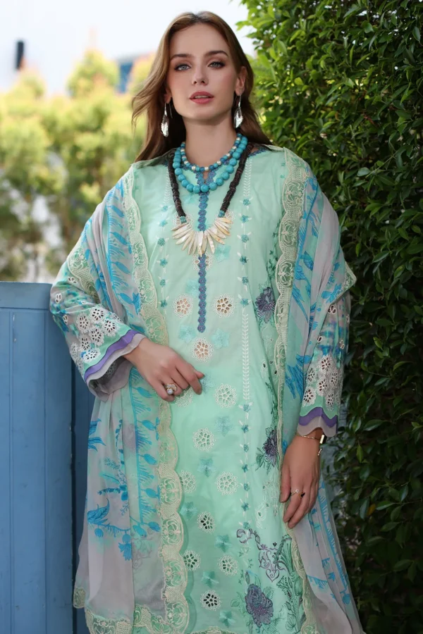 3PC Unstitched Suit Embroidered Lawn Collection Reem By Charizma