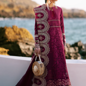 AJR Dastan Luxury Lawn Unstitched 3pcs | Cherry Wine