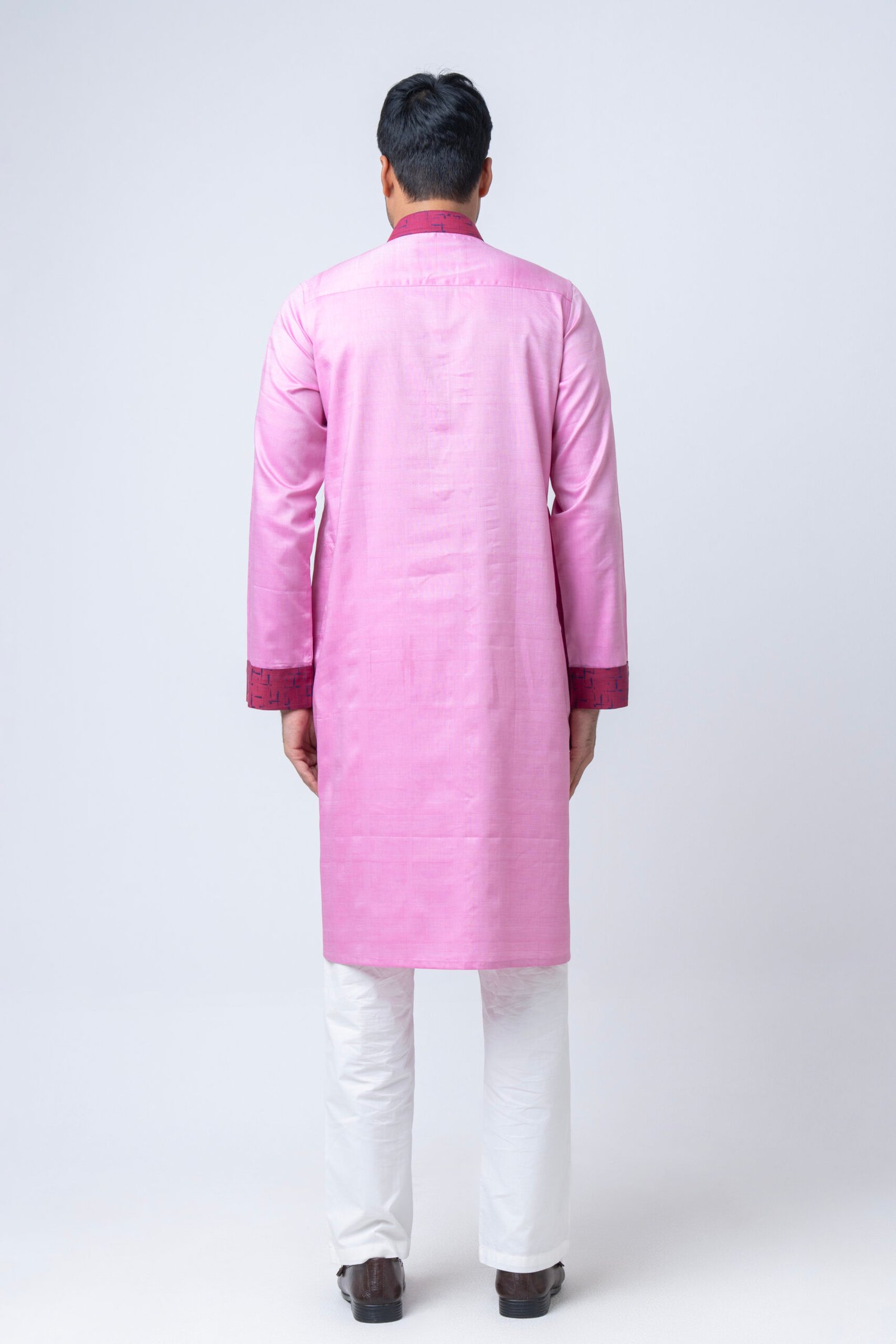 Elegant Rose Pink Cotton Panjabi - Image 4