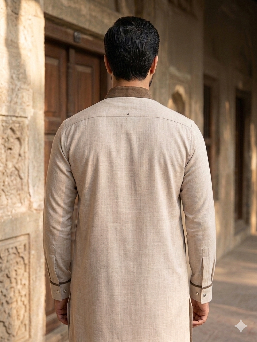 Luxury Contrast Suiting Panjabi - Image 4